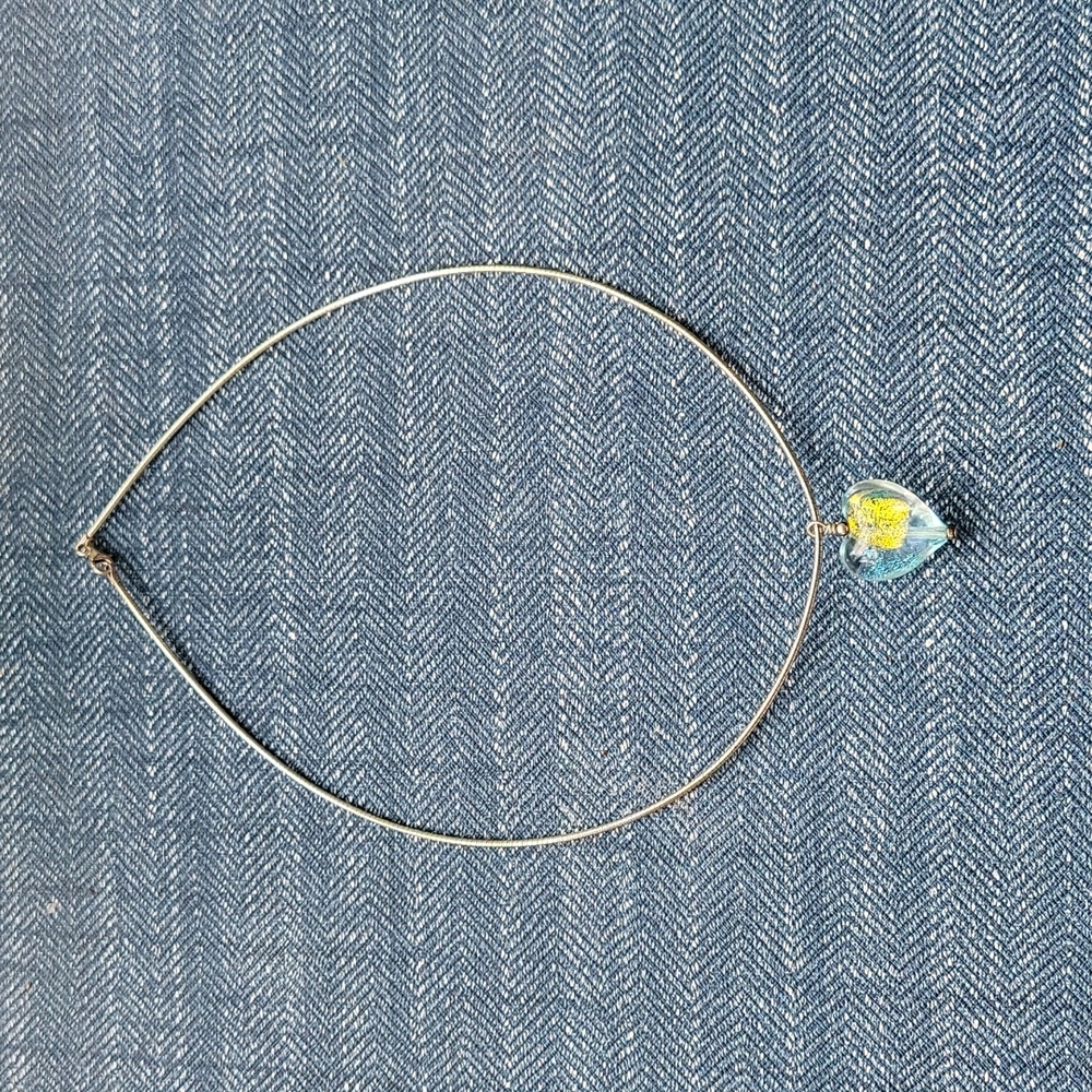 Blue crystal heart with sterling silver chain